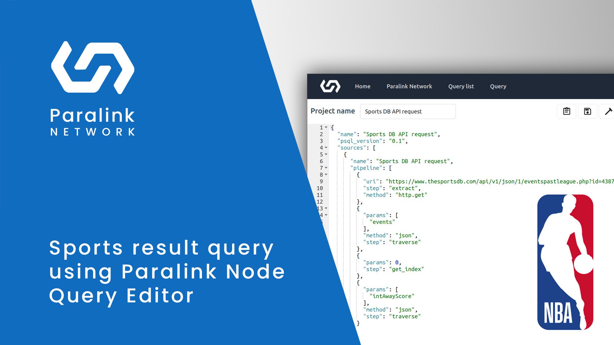 Sports result query demonstration using Paralink Node Query Editor